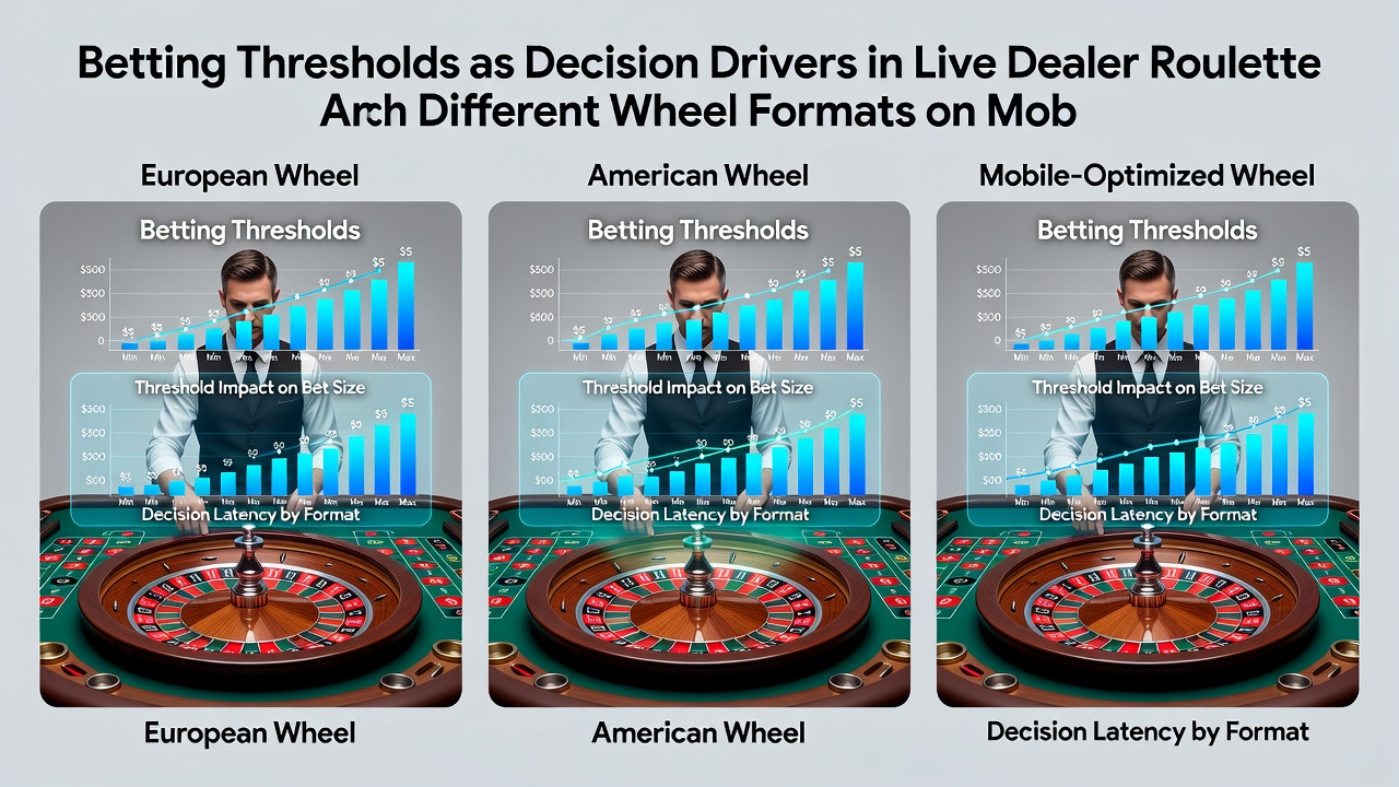Detailansicht eines mobilen Roulette-Tisches mit Live-Dealer und angezeigten Wettlimits für verschiedene Wheel-Typen